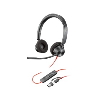 POLY BLACKWIRE 3320 STEREO MS TEAMS CERTIFIED USB-C HEADSET + USB-C/A ADAPTER (8X220AA)
