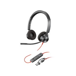 POLY BLACKWIRE 3320 STEREO MS TEAMS CERTIFIED USB-C HEADSET + USB-C/A ADAPTER (8X220AA)