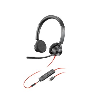 POLY BLACKWIRE 3325 STEREO USB-C HEADSET + 3.5MM PLUG + USB-C/A ADAPTER (8X221AA)